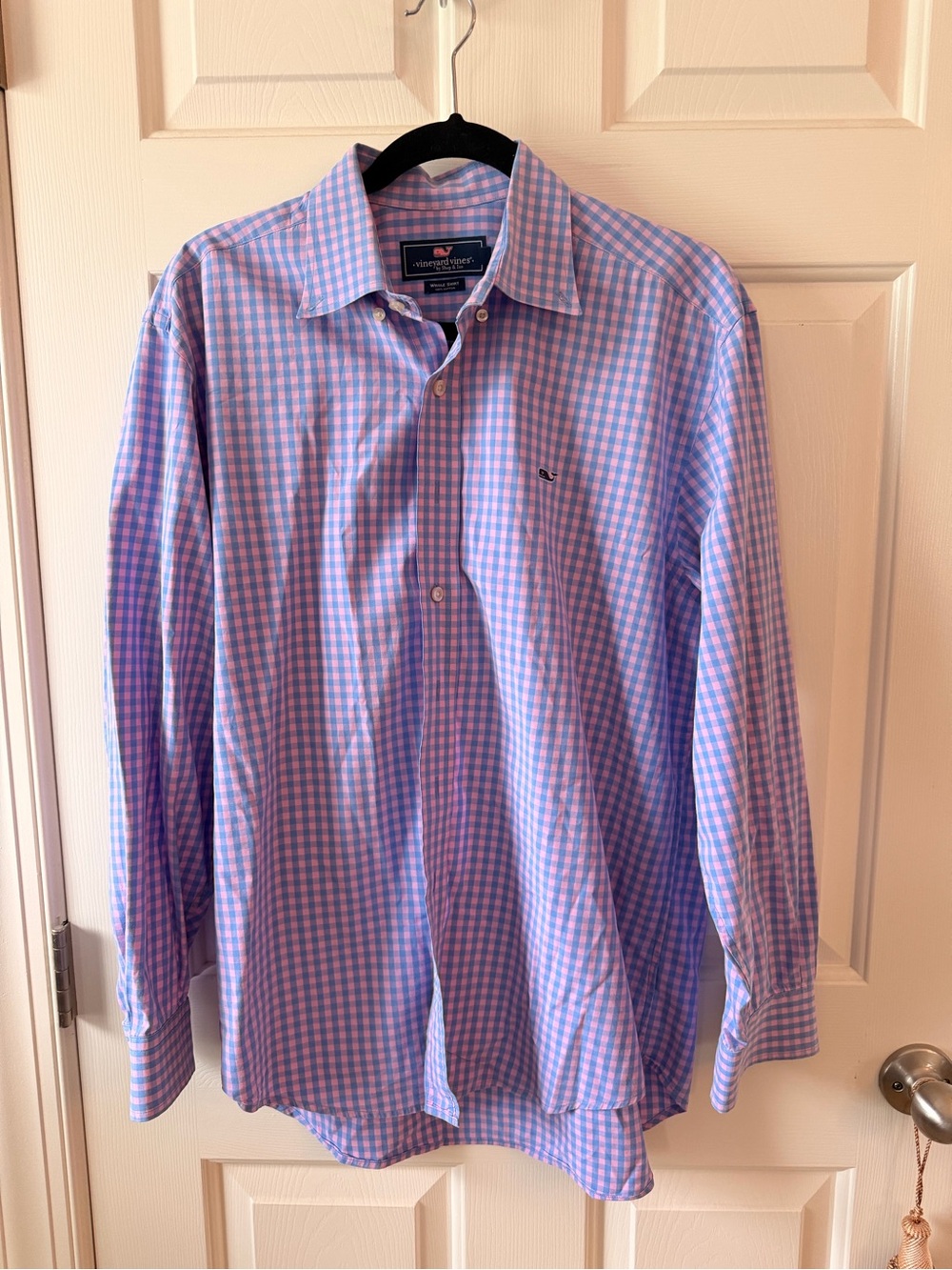 Vineyard Vines Pink and Blue Gingham 100% Cotton Long-Sleeve Shirt